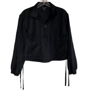 Athleta Black Tencel Lyocell Quarter Zip Cropped Utility Pullover XS 472911-01